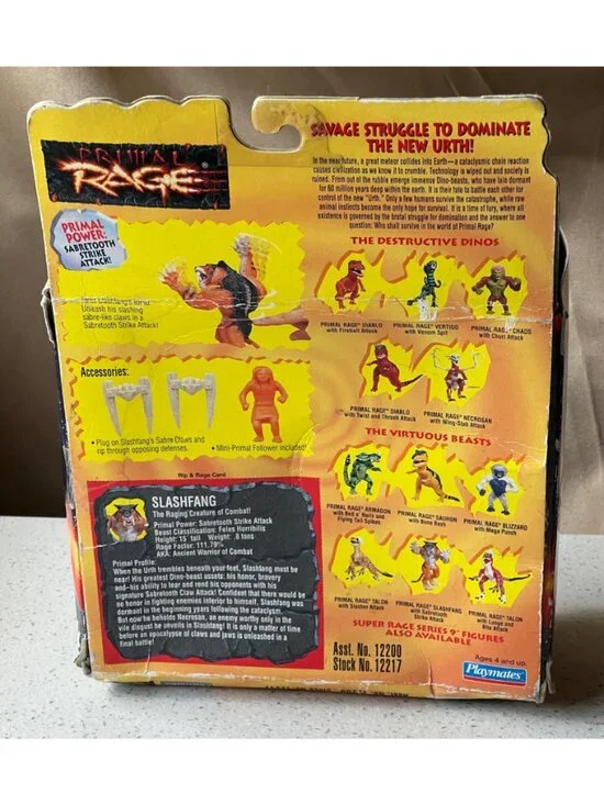 Playmates Primal Rage Slashfang Action Figure Sabretooth Strike Attack 1997 NRFB - Picture 3 of 10